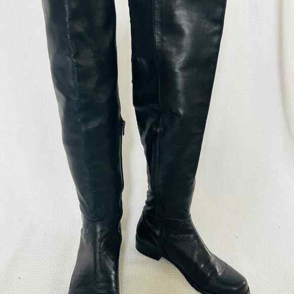 Stuart Weitzman Black Over-the-Knee Leather BootsSize 8.5